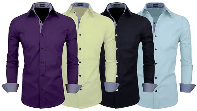 Men's Classic Solid Casual Shirt (Pack of 4)