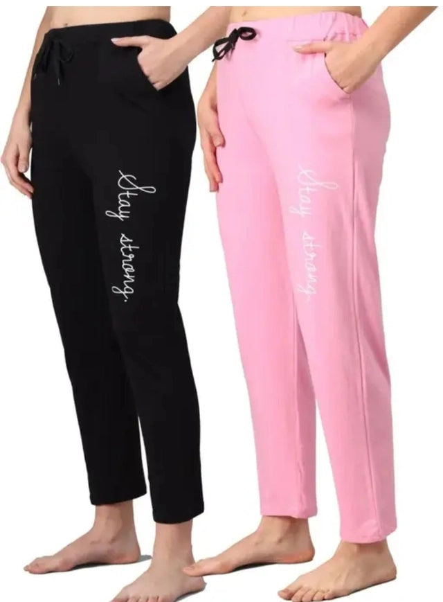 Women's Cotton Blend Straight Fit Trouser (Pack of 2)