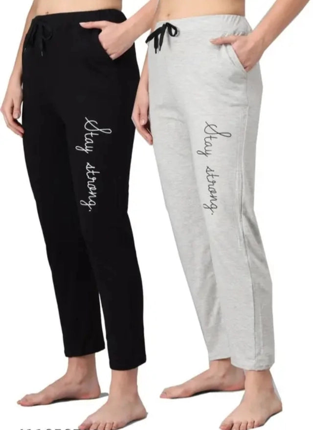 Women's Cotton Blend Straight Fit Trouser (Pack of 2)