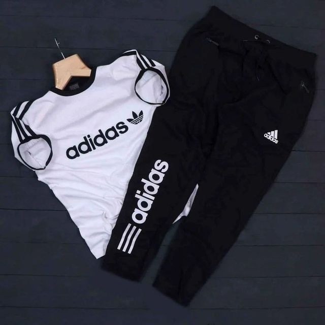 Men's Stylish Summer Tracksuit (White & Black)