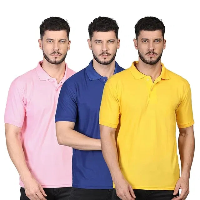 Men's Classic Cotton Polo T-Shirt (Pack of 3)