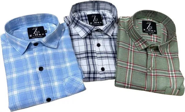Men's Casual Check Shirts (Pack of 3)
