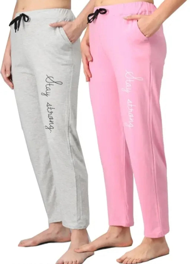 Women's Cotton Blend Straight Fit Trouser (Pack of 2)
