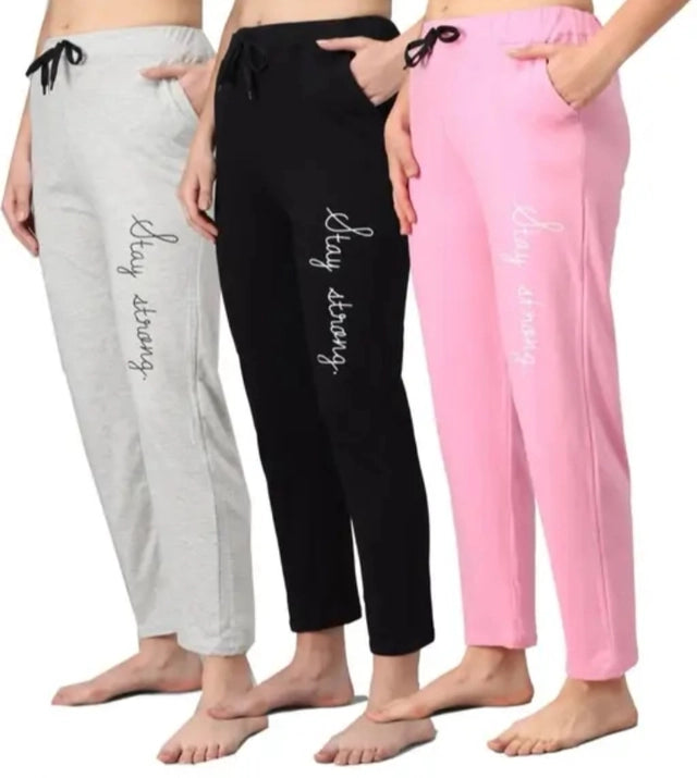 Women's Cotton Blend Straight Fit Trouser (Pack of 3)