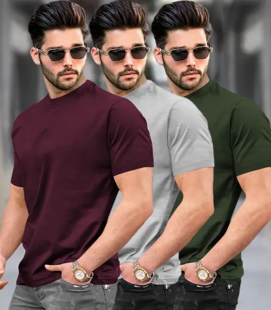 Men's Classic Solid Casual T-Shirt (Pack of 3)