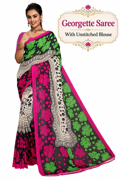 Elegant Striped Chanderi Saree with Unstitched Blouse