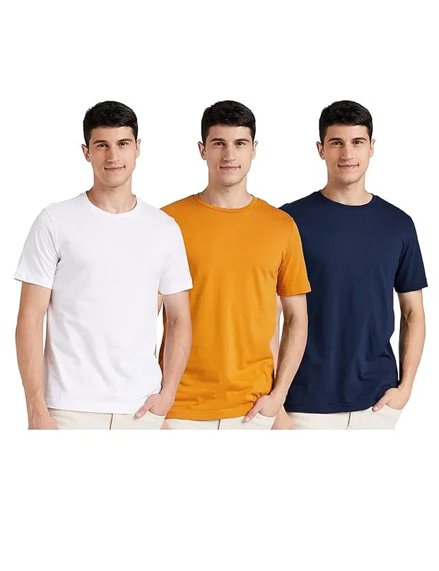 Men's Classic Round Neck Cotton T-Shirt (Pack of 3)